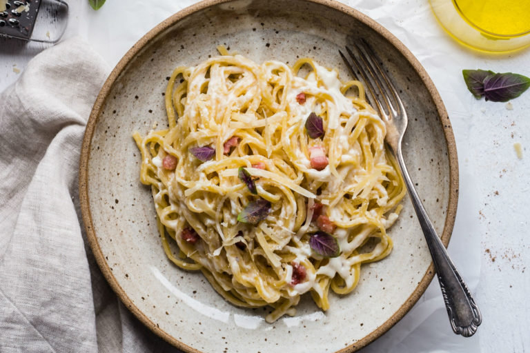 plate of carbonara pasta