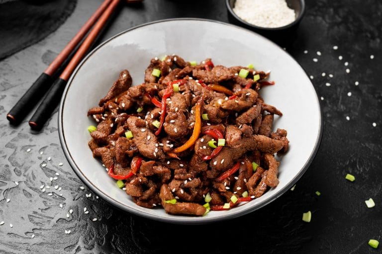 bowl of bulgogi with peppers