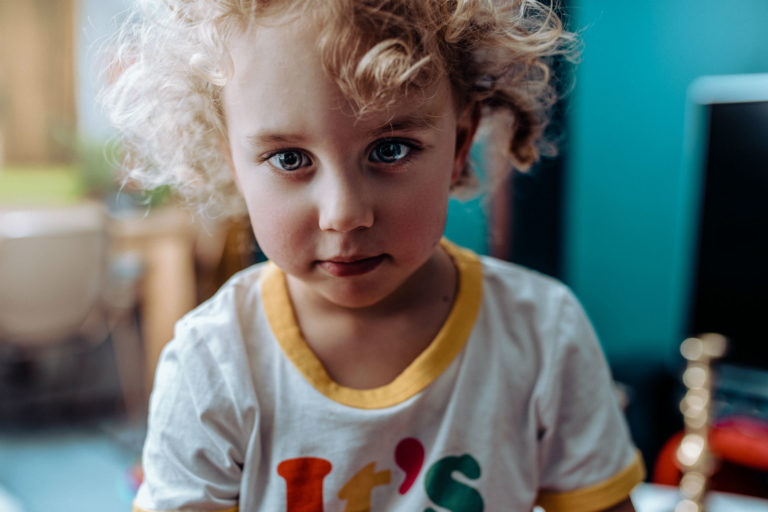 little boy with curly hair