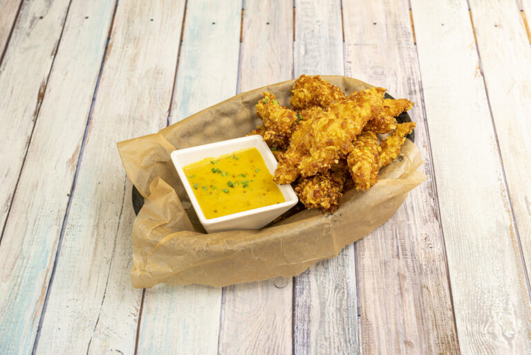 Gluten-free coconut chicken tenders with dipping sauce