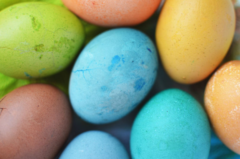 colourful dyed easter eggs