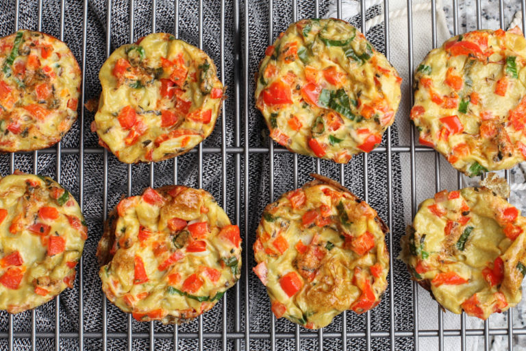 cooling rack of mini frittatas