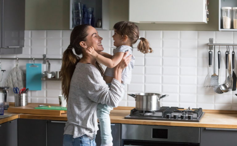 Mom and daughter in kitchen