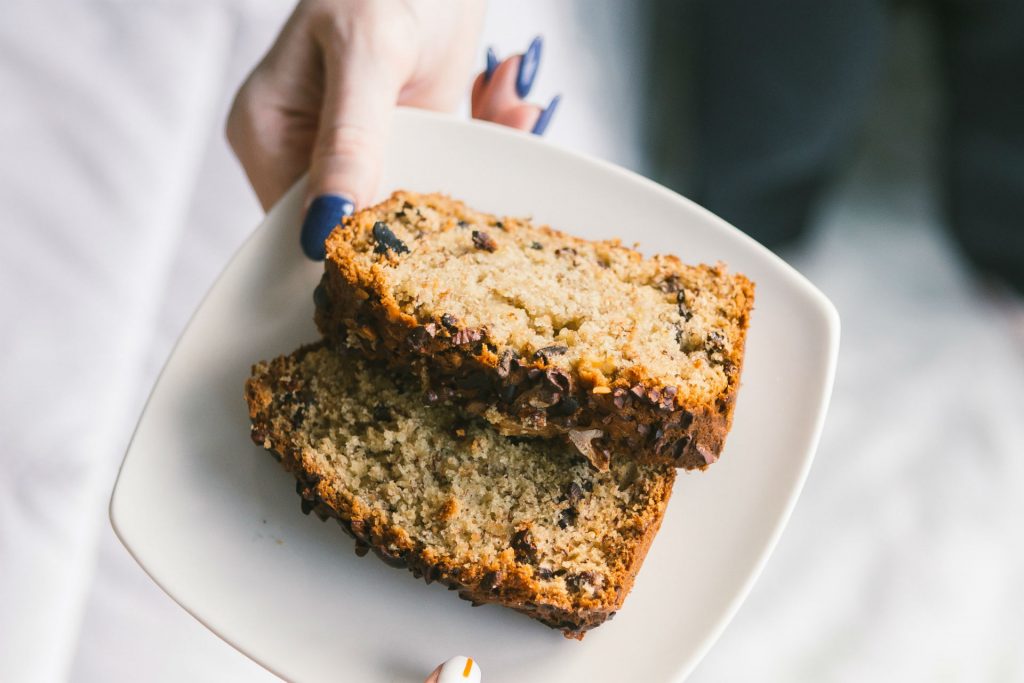 slices of banana bread on a plate