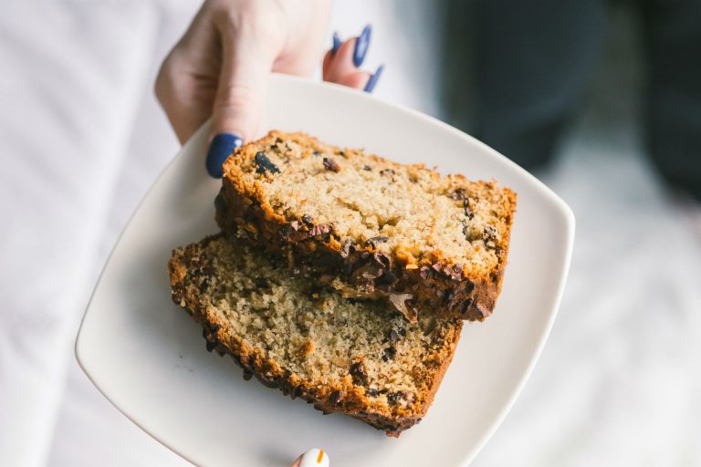 slices of banana bread on a plate