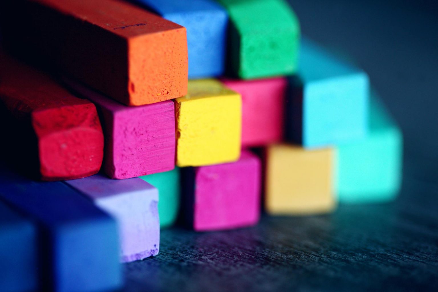 Stack of colourful building blocks