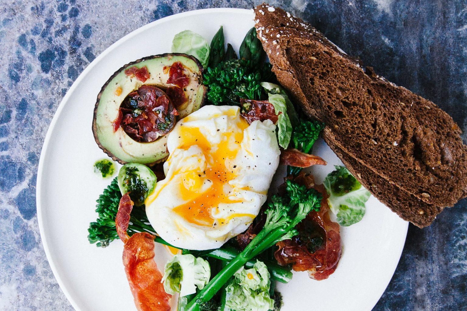 plate of poached egg and toast