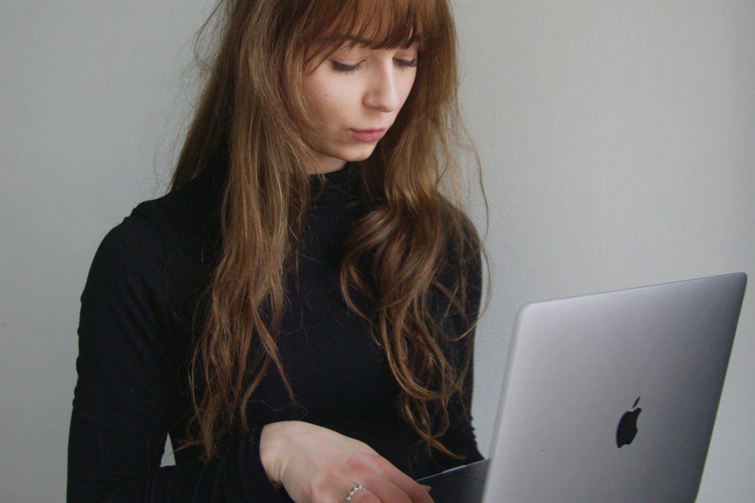 woman working at a laptop