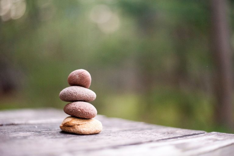 Stacked rocks in peaceful setting