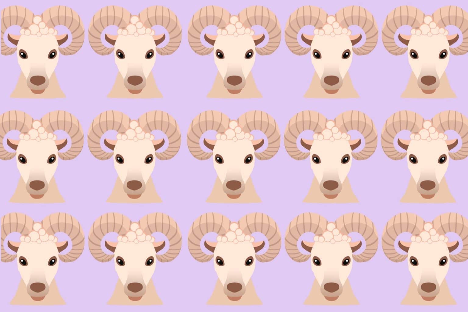 aries ram illustration multiples times on a patterned background