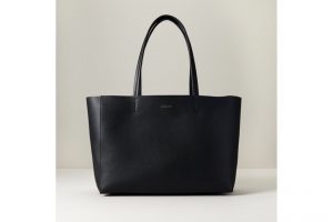 black leather tote bag