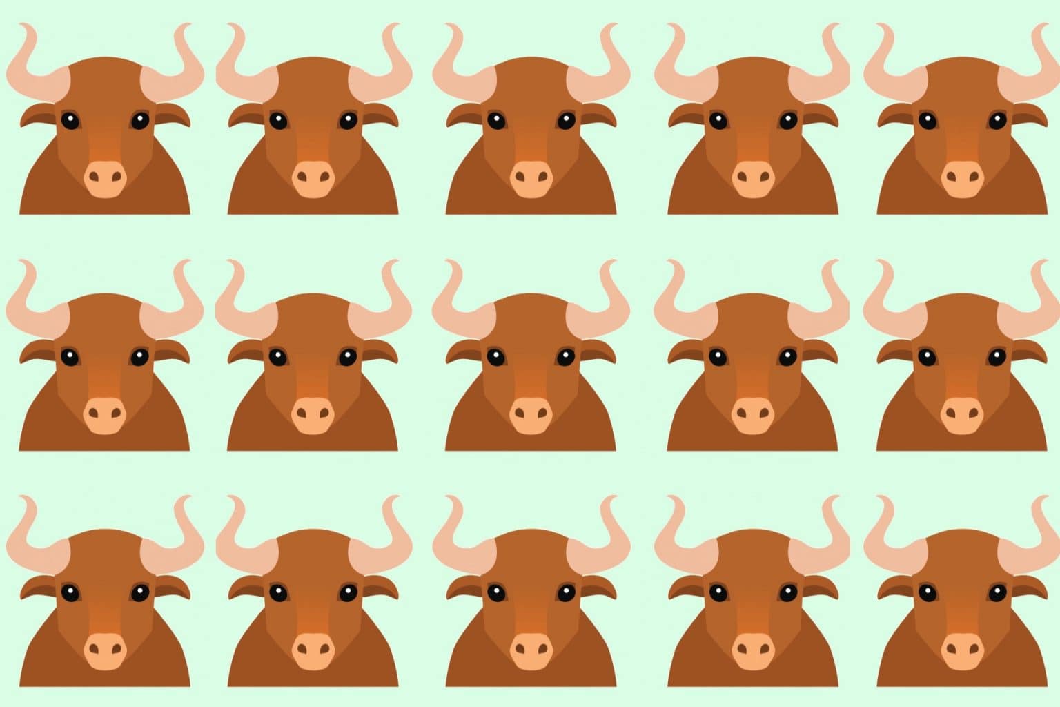 illustration of a taurus horoscope symbol on a pastel green background