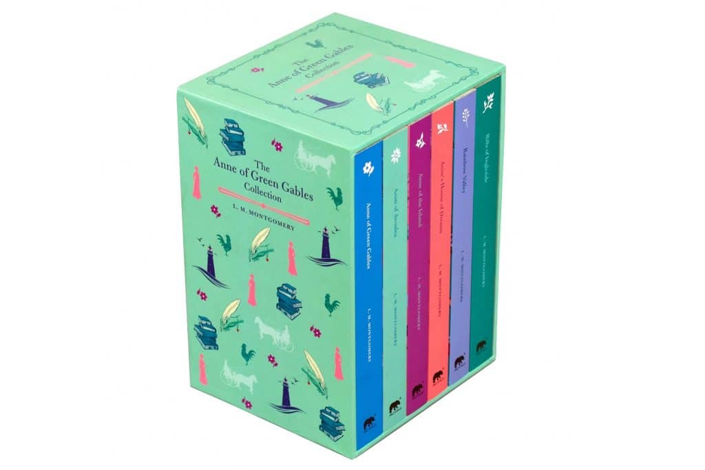 green box set of colourful-spined books