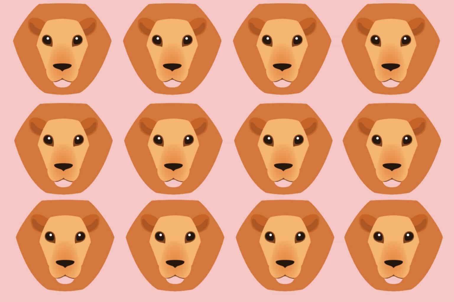 astrology for kids illustrated lions on a pink background to represent Leo zodiac sign