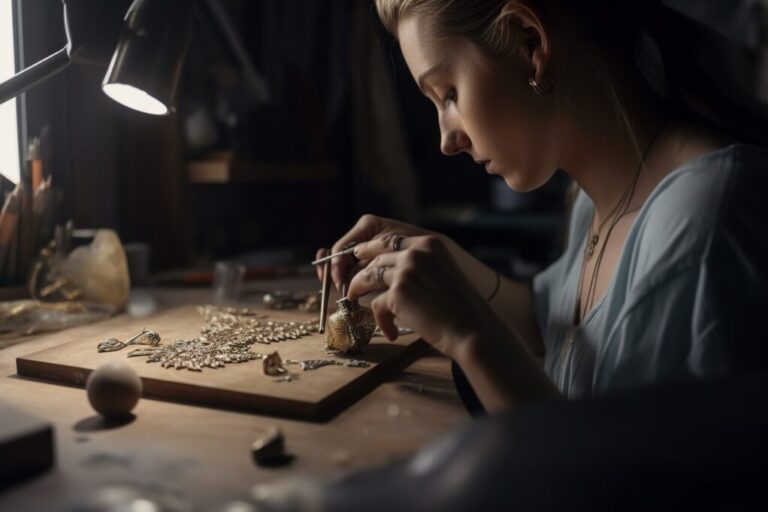 a woman working on a piece of jewelry