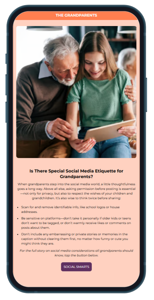 Screenshot of Grandparents Canada newsletter on a mobile device