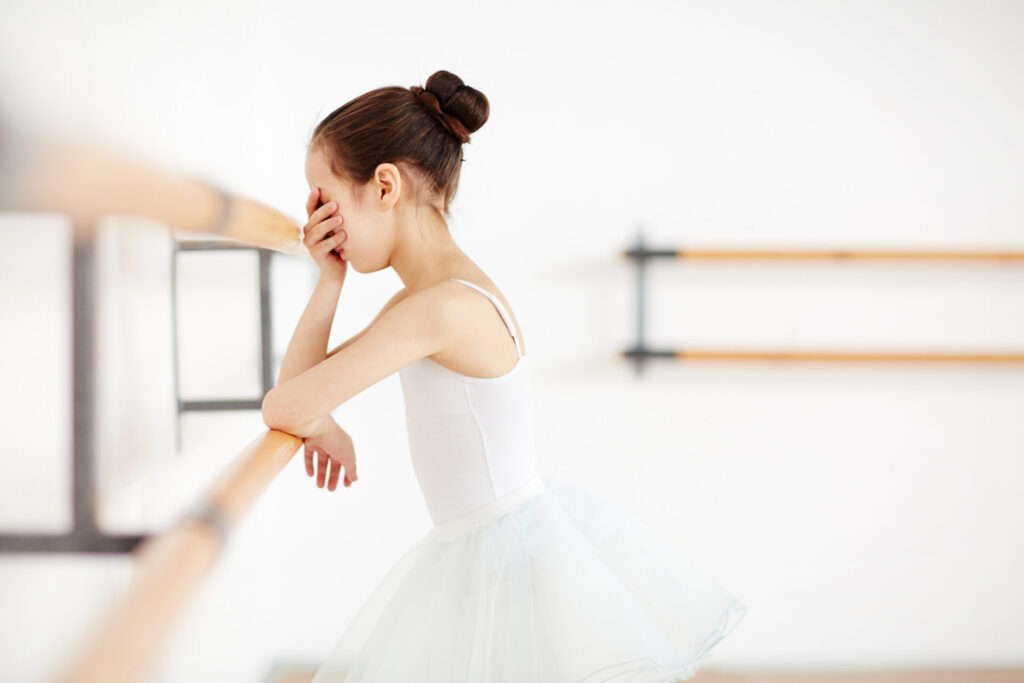 Sad ballerina feeling pressure about super-competitive atmosphere