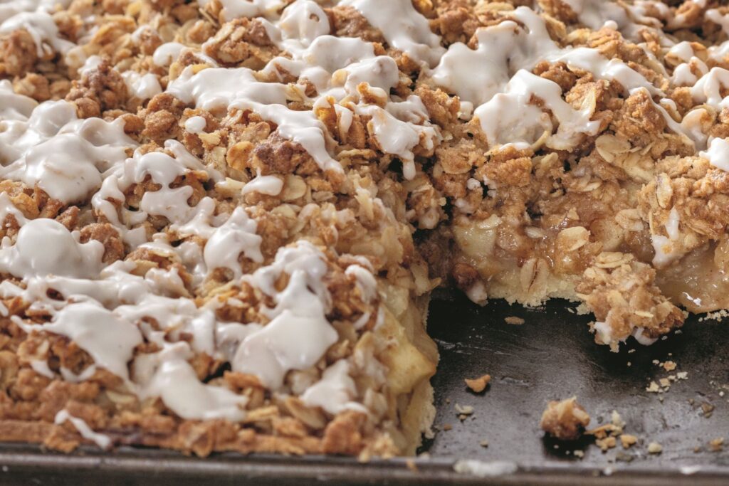Apple slab pie recipe in a baking sheet