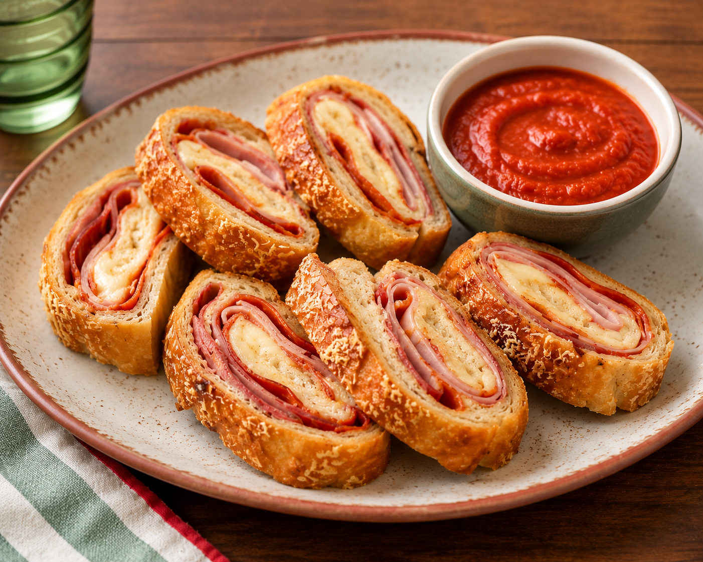 Easy stromboli with marinara dipping sauce