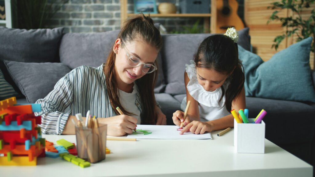 Mom and daughter colouring after school, for What to Ask Your Kids Instead of "How Was Your Day?"